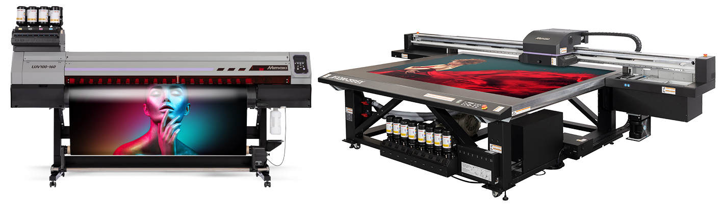 Impresoras LED-UV de Mimaki: rollo a rollo UJV100-160 y cama plana JFX200-2513 EX